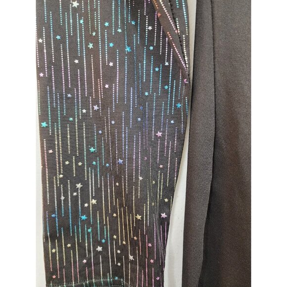 Shein Womens L Black Star Print V-Neck Long Sleeve Ruched Maxi Dress - Picture 2 of 5